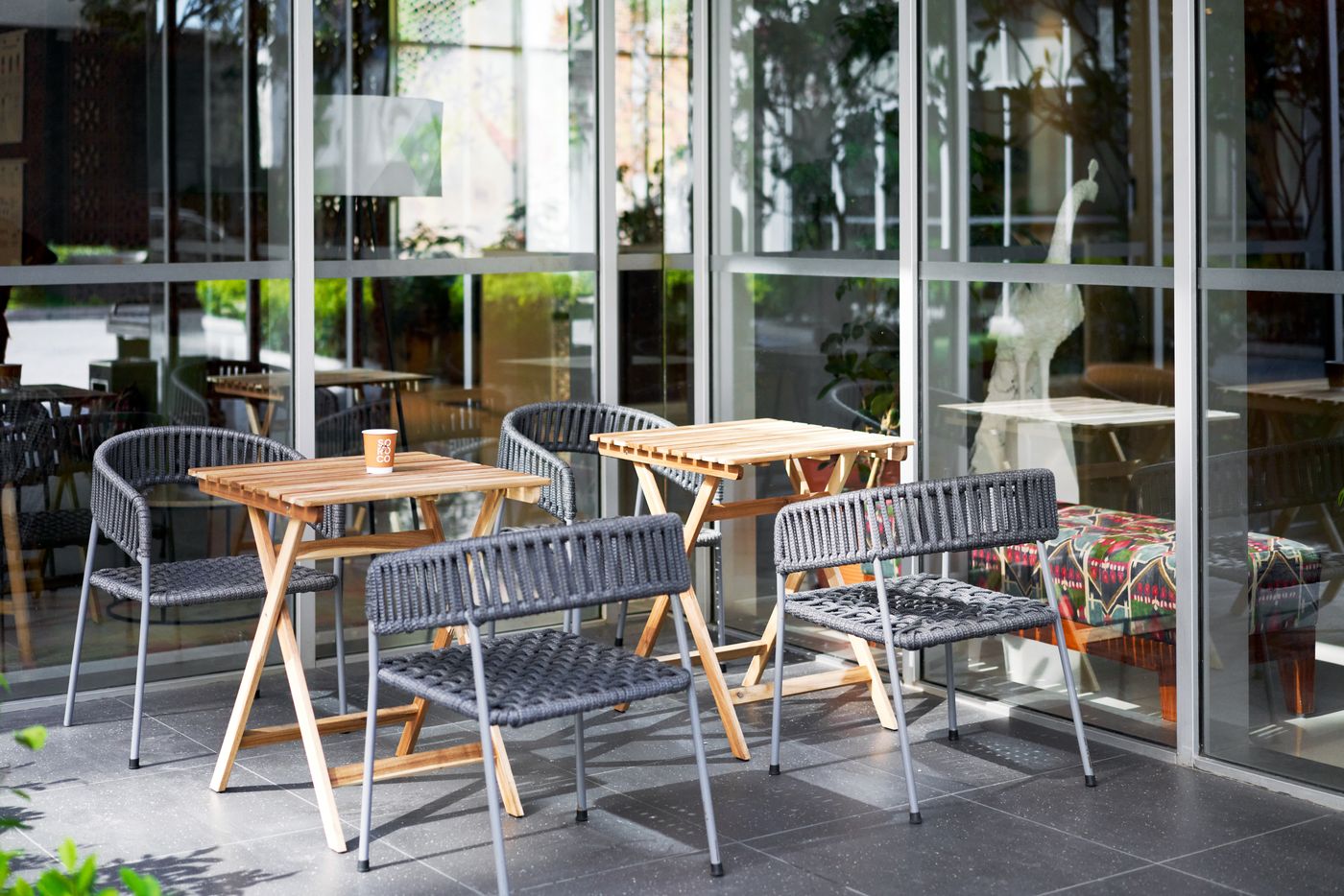 Outdoor tables at Soroco OMR